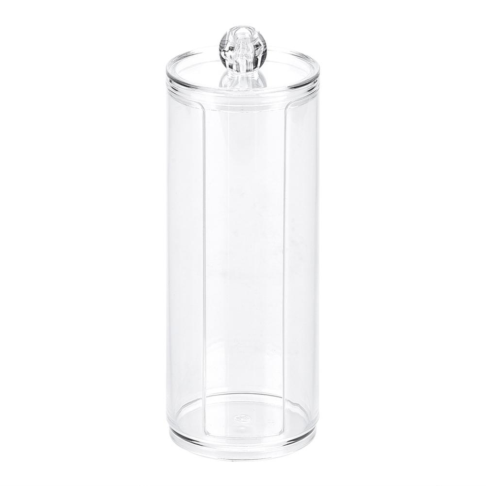 Transparent Round Acrylic Cotton Pad Storage Case Organizer Puff Holder Container