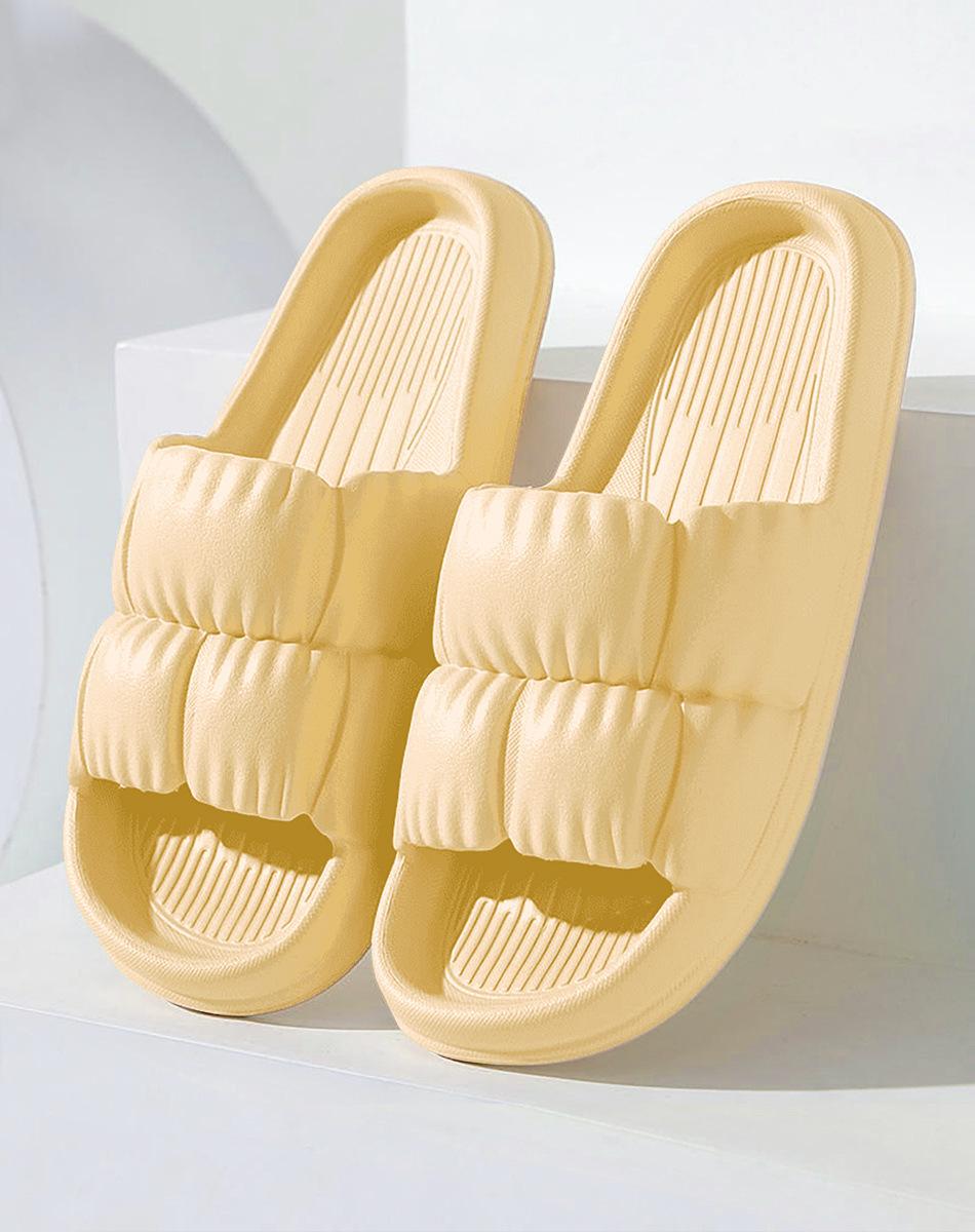 

Домашние тапочки унисекс, мужские цельные литые противоскользящие тапочки для ванной из Евы, женские однотонные быстросохнущие тапочки для душа на толстой подошве с открытым носком 40-41 жёлтый