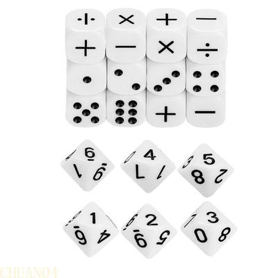 A1A2 18 Stuks 16mm Witte Acryl Haakse Dobbelstenen Spel Attributen Speelgoed voor Kinderen Wiskundig Symbool Spel Dobbelstenen Kinderen Lesmateriaal