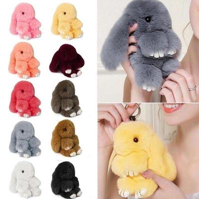 Kaninchen-Schlüsselanhänger aus Fell, niedlicher Häschen-Pompon-Ball, Puppe, Spielzeug, Schlüsselanhänger, süßer Handtaschen-Anhänger, Dekoration, Autoschlüssel-Anhänger, Kaninchen-Anhänger, Häschen-Geschenke
