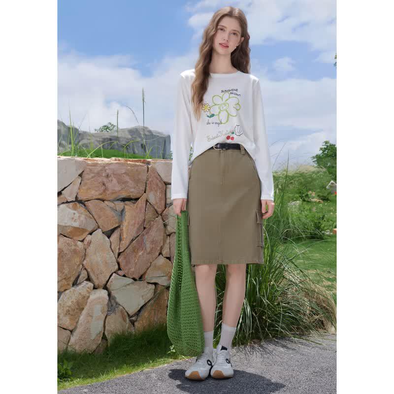Betu Women's Workwear Style Midi Skirt