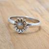 Anillo de plata de ley 925 con girasol, joyería hecha a mano para mujer