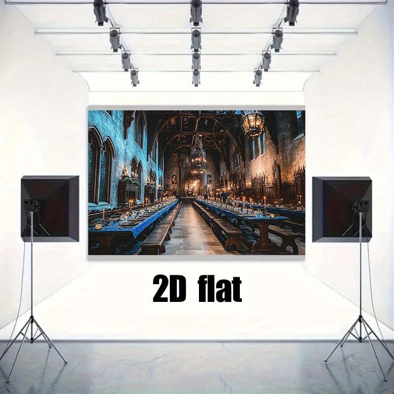 2D plochý, 1 ks 2D plochá látka na pozadí banneru - magická a tajemná scéna banketní síně hradu