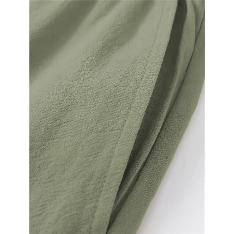 Men's Loose Jogging Pants, Woven Linen Solid Straight Leg Pants
