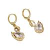 Luxurious and Elegant Golden Swan Earrings, Dazzling, Synthetic Crystal, Suitable for Daily Wear, Parties and Gifts