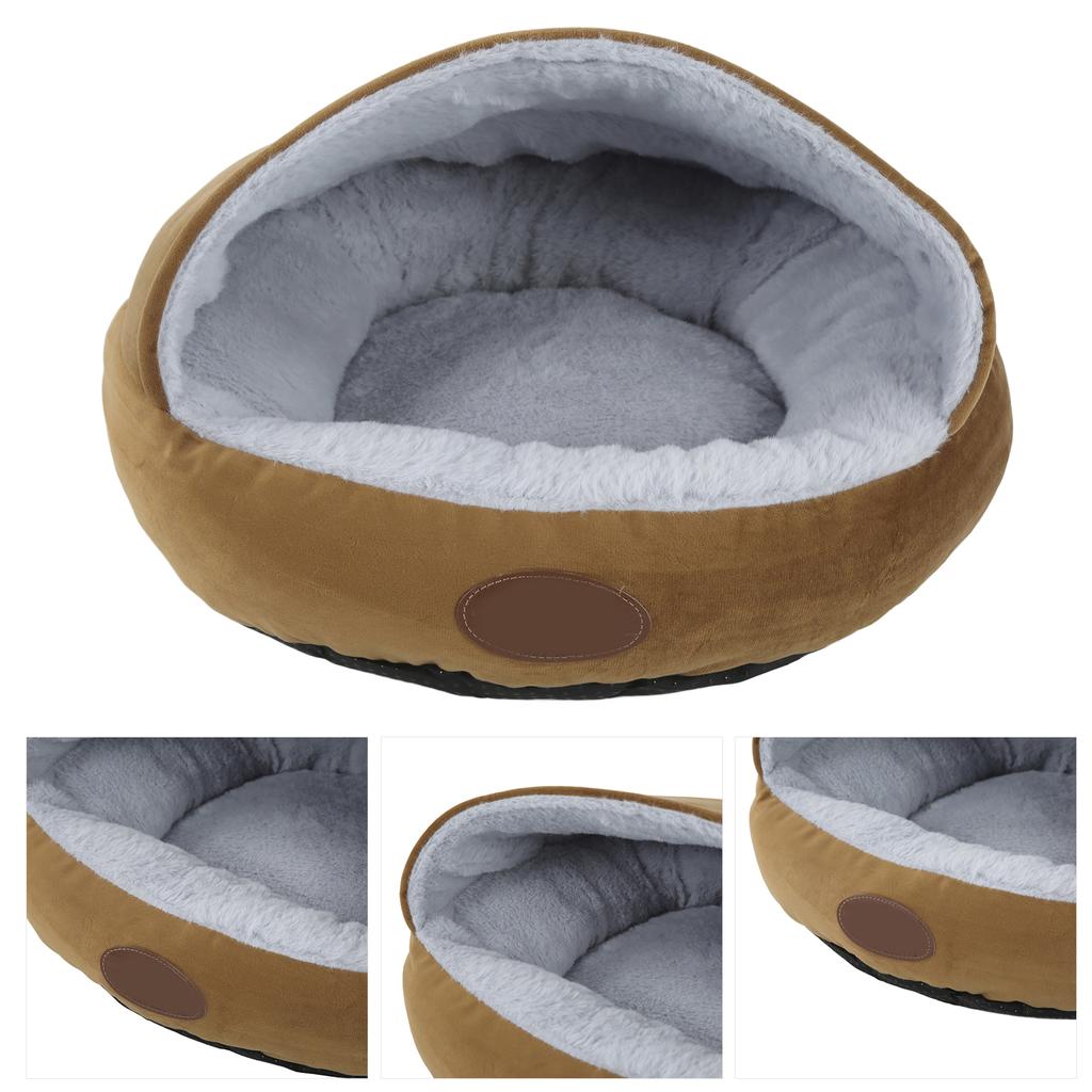 Muschelform Haustiernest Bequemes Plüsch Kleine Hunde Winterwärme Halbgeschlossenes Haustier Katzenbett Kaffee