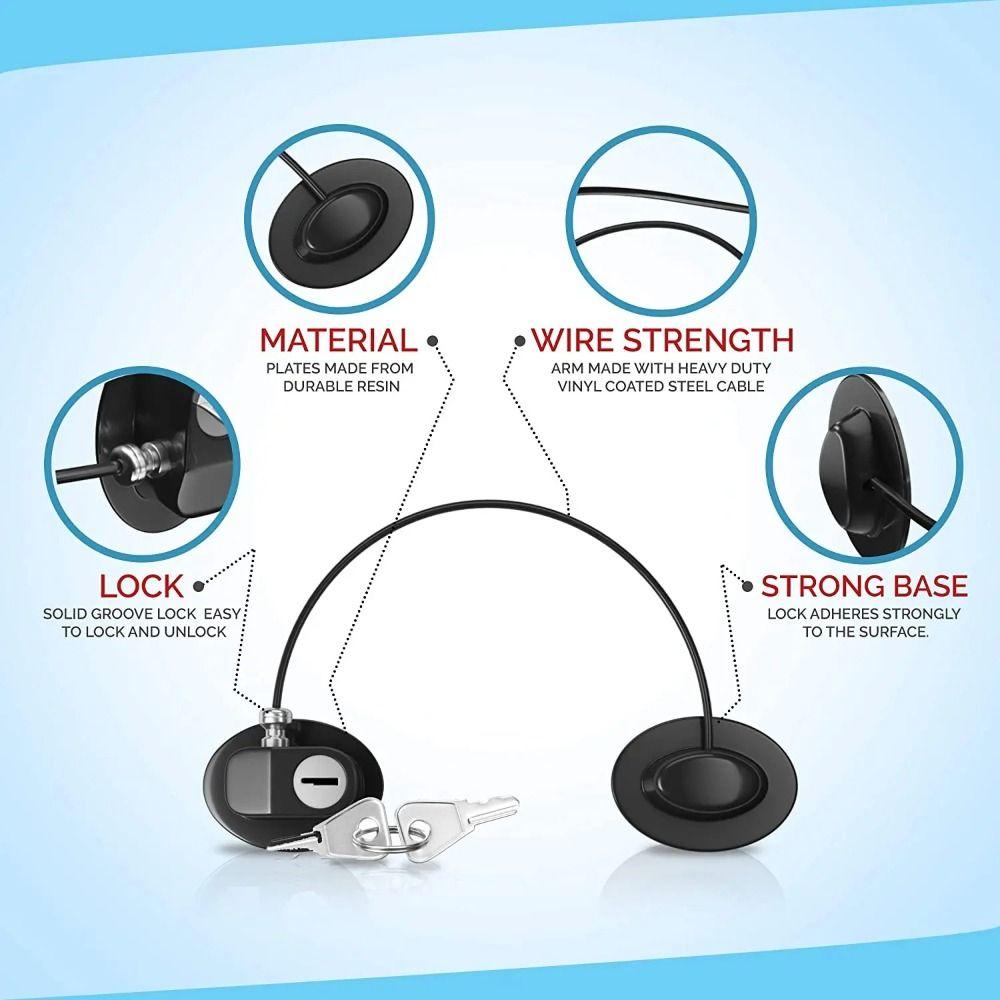 Self-adhesive Child Proof Lock Punch-free Security Lock with Keys Sturdy Baby Safety Lock Door