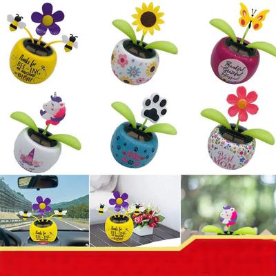 2026 Flower Pot Solar Powered Dancing Ornaments Windowsill Car Decorations