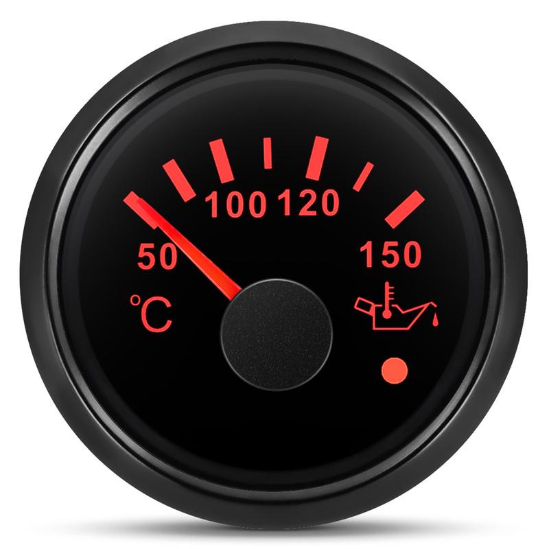 Auto Car Boat 2" 52mm Oil Temperature Gauge with Warning Red Light 50~150℃ Oil Temp Meter+Sensor 1/8NPT M14X1.5 DC12V 24V