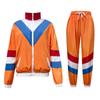 Orange Color Block 2 Piece 80s 90s Outfits Long Sleeve Windbreaker Jacket Tracksuit Set Cosplay Carnival Costumes