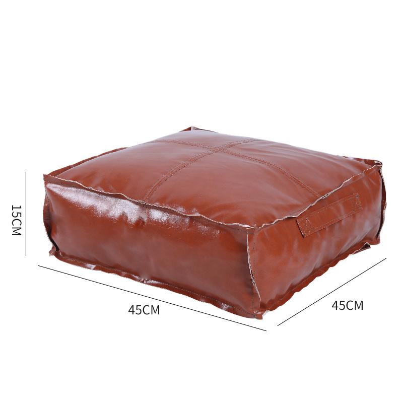 Unstuffed Pouf Cover No Filling Cushion Cover Oil Wax Leather Footstool Lazy Floor Futon Bedroom Decor Foot Stool Ottoman Cover