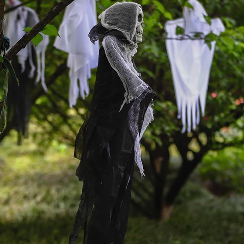 Halloween Hanging Skeleton Ghost Decor Outdoor Scary Prop Haunted House Escape Room Door Decoration