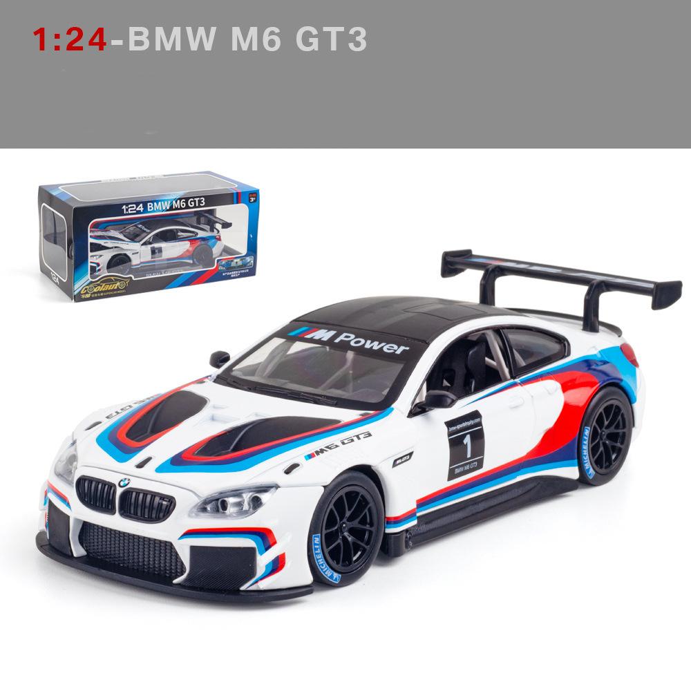 

Масштаб 1/24 M6 GT3, литая под давлением модель автомобиля, игрушечный автомобиль с откатным механизмом, звуком и светом для детей, коллекция подарков для мальчиков и девочек 1/24-21x8.5x5.5cm белый