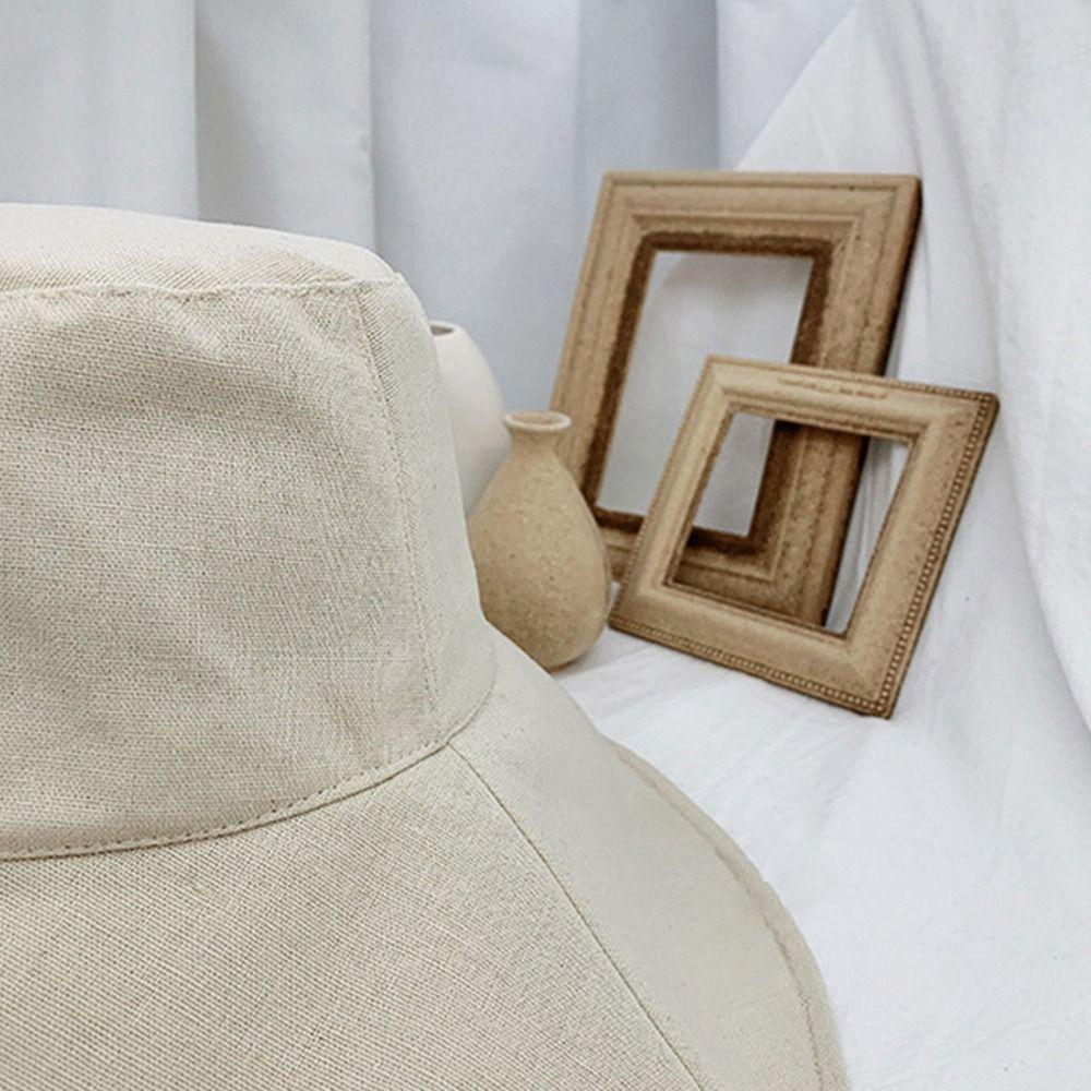 Fashion Tie Design Fisherman Hat Big Brim Foldable Bucket Hat Cotton Linen Visor Cap Women
