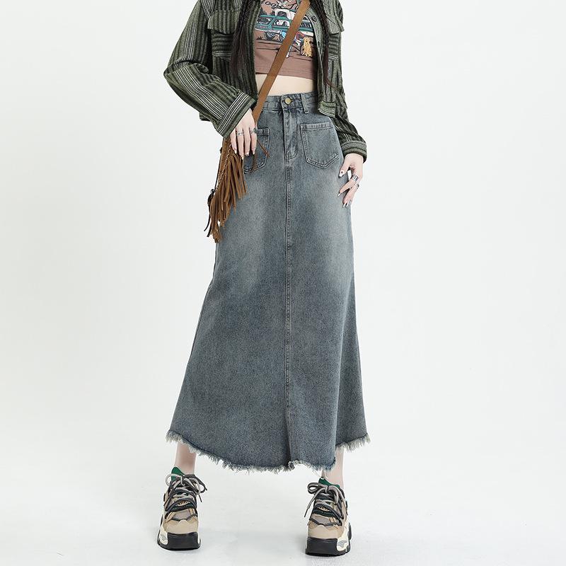 

Женская ретро джинсовая юбка-миди с завышенной талией и хвостом русалки - Тренд Весны 2025 5XL