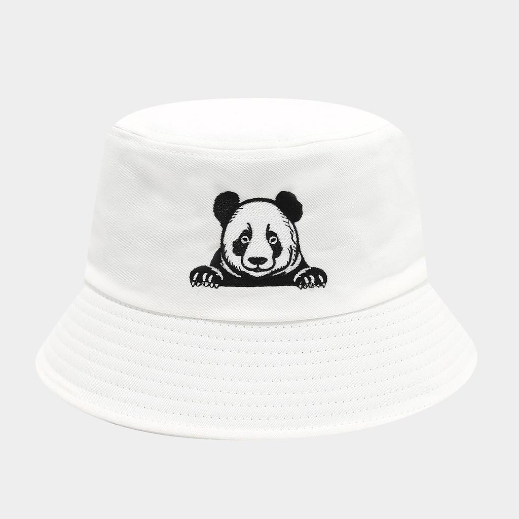 Panda Embroidered Fisherman Hat For Women Summer Sun Protection Casual Style