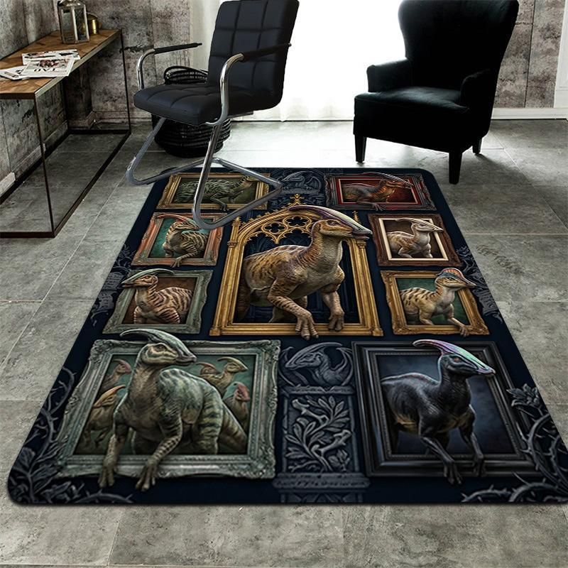 Dinosaur Gallery Pattern Rug Floor Mat for Living Room or Bedroom Soft and Comfortable Carpet a Gift for Birthday and Holiday.