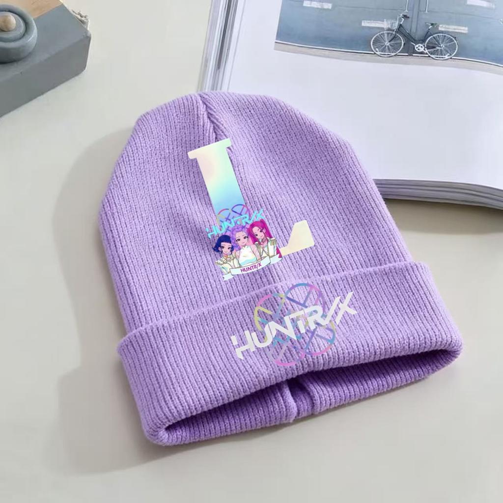 Kpop Dämonenjäger Kinder Strickmütze - A-Z Buchstabe/Anime Cartoon Beanie, Winterwarme Skullies für Kleinkind/Mädchen Geburtstagsgeschenk