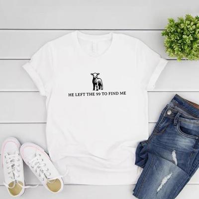 Retro Religious T Shirt He Left The 99 T-Shirts Christian Shirt Bible Verse Tee Christian Apparel Women Clothing Streetwear Tops