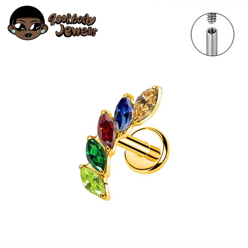 G23 Τιτάνιο 16G Εσωτερικό Σπείρωμα Labret CZ Piercing Χείλος Ρινικό Καρφάκι Stud Tragus Piercing Χόνδρος Αυτιού Helix Dait Κοσμήματα Σώματος