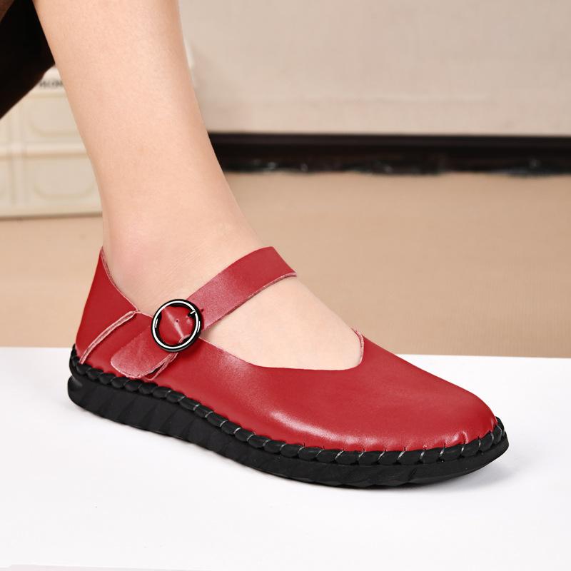 Classic versatile round head with thick heel Mary Jane single shoes flat-soled small leather shoes