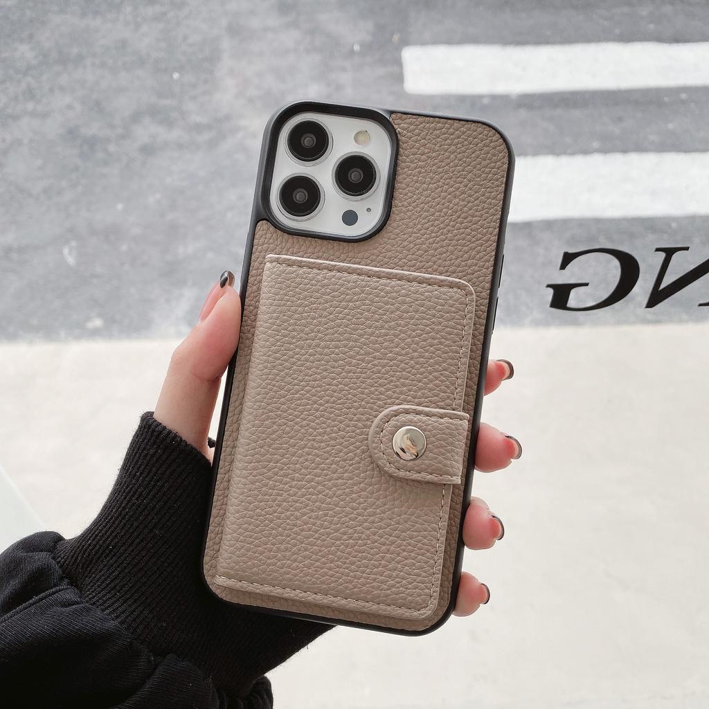 Applicable To Apple 14promax Mobile Phone Case iPhone13 Pro Lychee Pattern Left and Right Open Card Mobile Phone Case 12 Tide