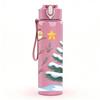 1PC Snowman Pine Winter Scene 750ml Color Plastic Sports Water Bottle Leakproof Flip Straw Lid Suitable for Sports Office Home Use