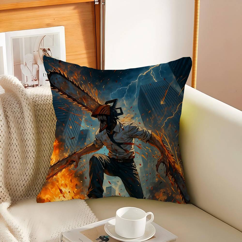 C-Chainsaw Man Dekorativ Rum Estetik Kuddfodral Heminredning Sovrum Soffa Säng Soffa Kuddfodral 45x45