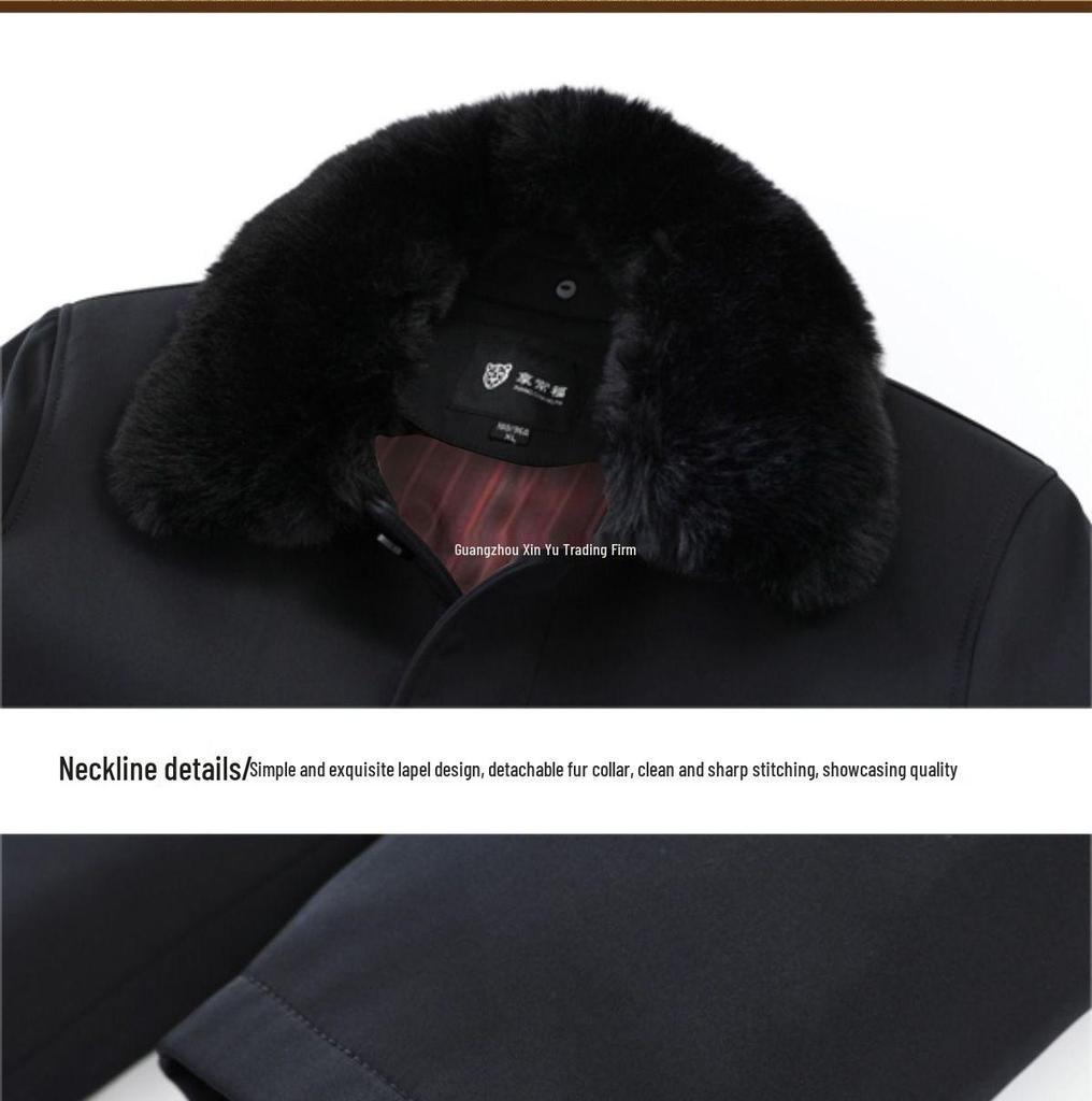 Fleece-Lined Cotton Jacket for Middle-Aged to Elderly Men: Winter Coat for 60, 70, and 80-Year-Olds.