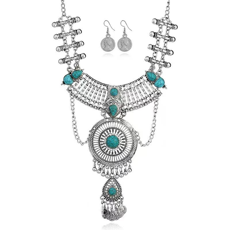 Retro Ethnic Portrait, Coin Tassel Necklace, New Chinese Exotic Collarbone Chain, Miao Jiang Girl Neck Chain