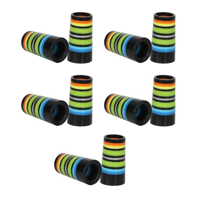 10Pcs Professional Golfing Iron Ferrules for 0.35Inch Tapered Parallel Shafts Colorful Striped Golfing Tapered Ferrules 69HD