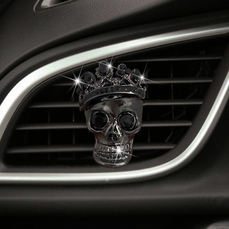 Retro Metal Skull Car Air Vent Perfume With Water Drill Skull Car Perfume