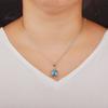 Women's Marine Turtle Opal Pendant Necklace with Sweater Chain Silver Plated Copper Alloy Blue Fire Opal Inlaid Coastal Design