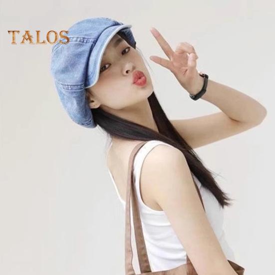 Ladies Octagonal Hat Baggy Retro Cowboy Solid Color Lightweight Long Brim Breathable Sun Protection Anti-UV Photo Prop Painter Hat Summer Beret