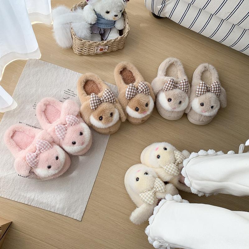 Cartoon Casual Slip-on Shoes - Women's Cotton Slippers with Anti-slip Sole