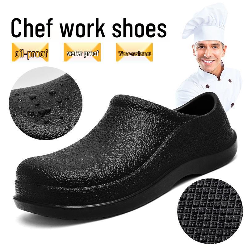 Men's Plus Size Waterproof Non-slip Chef Shoes - Slip-on Kitchen and Work Protection