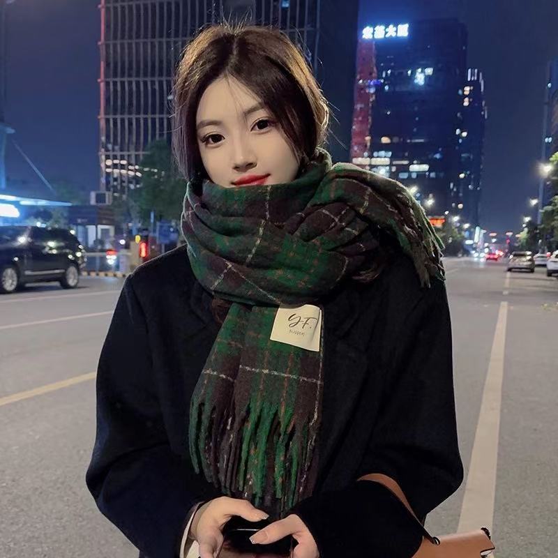 Female senior sense versatile Korean version fashion warm ins style scarf autumn and winter versatile scarf winter double-sided scarf