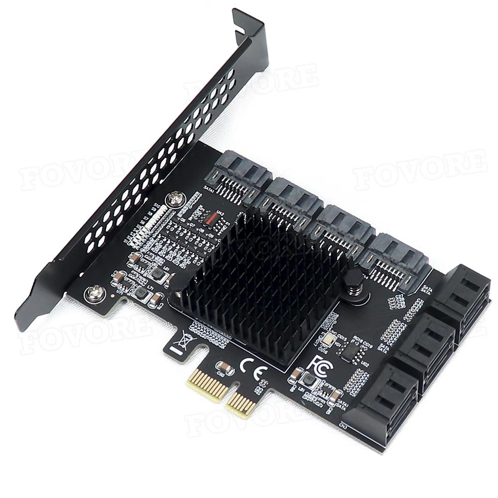 Chi a Mining Riser 10 Port PCIE SATA Card PCI Express SATA Controller PCIE to SATA 3 Expansion Card PCI E X1 SATA3 6Gbps ASM1166