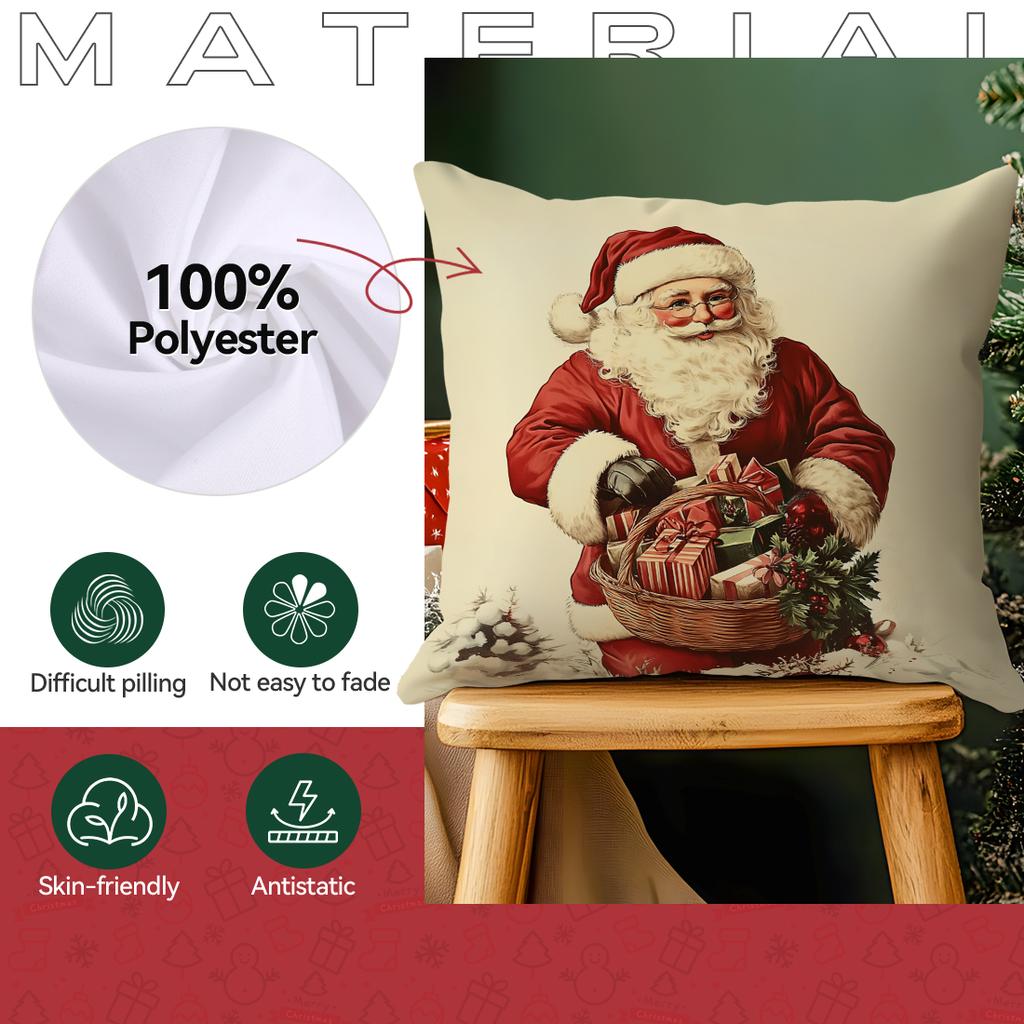 Vintage Style Christmas Pillowcase Printed Polyester 40/45/50cm Throw Pillowcover Decorative Sofa Cushion Pillowslip Home Decor