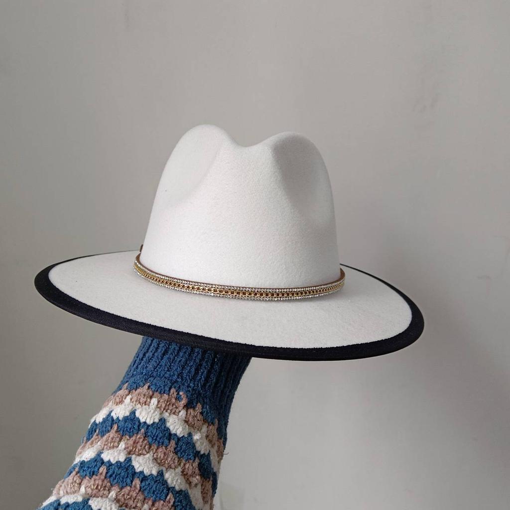 Bunte Perlen Fedoras Hut Herren Breiter Rand Fedoras Verbundener Jazzhut DIY Jazz Panama Schwarzer Hut Gorras para hombres