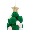 Plush Christmas Tree Ornament, Cute Pom Pom Balls Tree-Shaped Hanging Pendant with Star Tree Topper for Tree Wreath Home Party Decoration