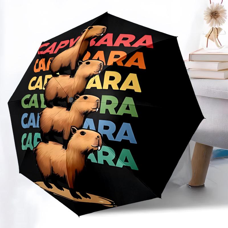 

1pc Capybara Pattern Automatic Folding Umbrella - 8-Rib Durable Iron Frame, Compact Portable for Daily Travel yy251205020