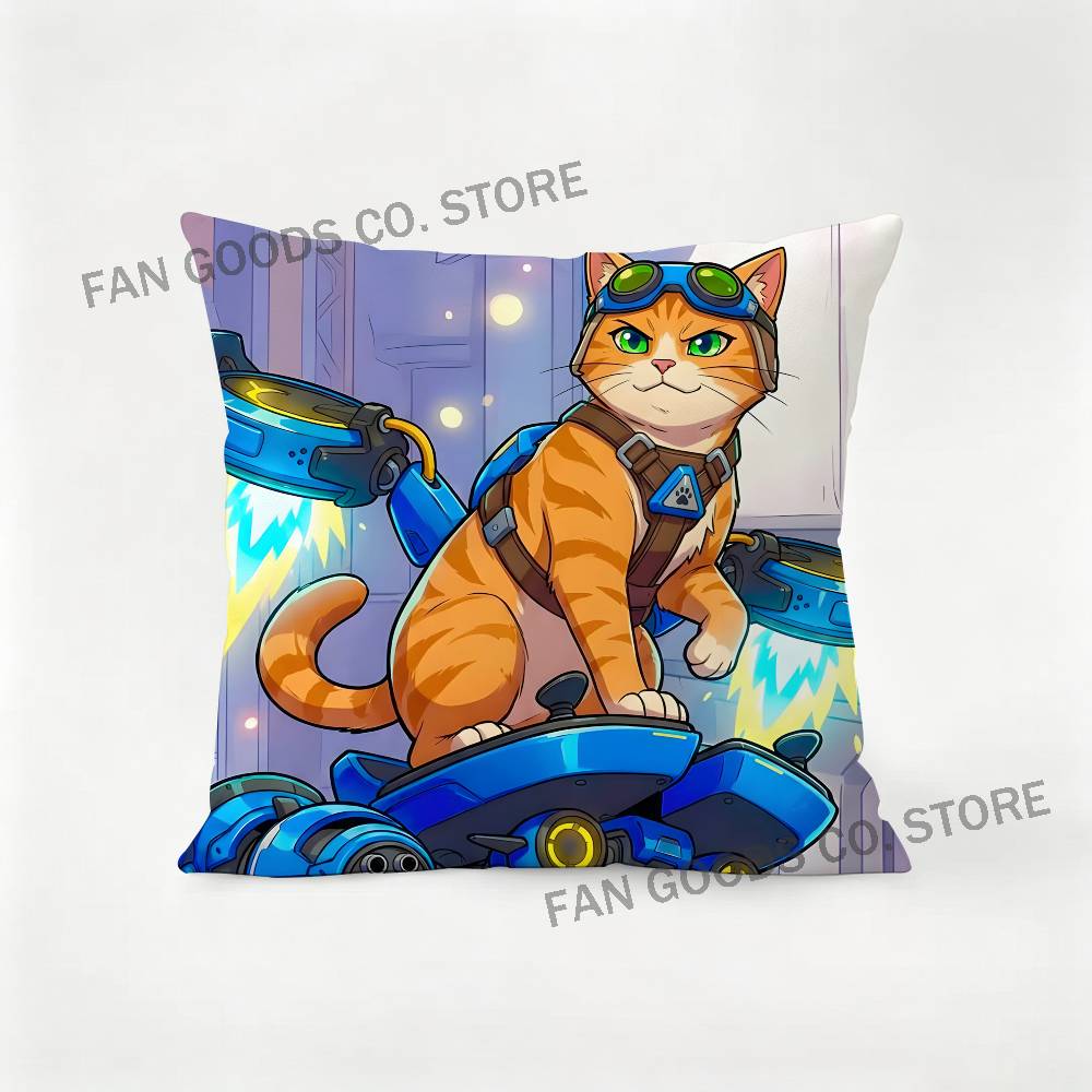 OOverwatch JJetpack cat Printed Pillow Cover Cushion Case Simple Sofa Pillow Case No Pillow Core