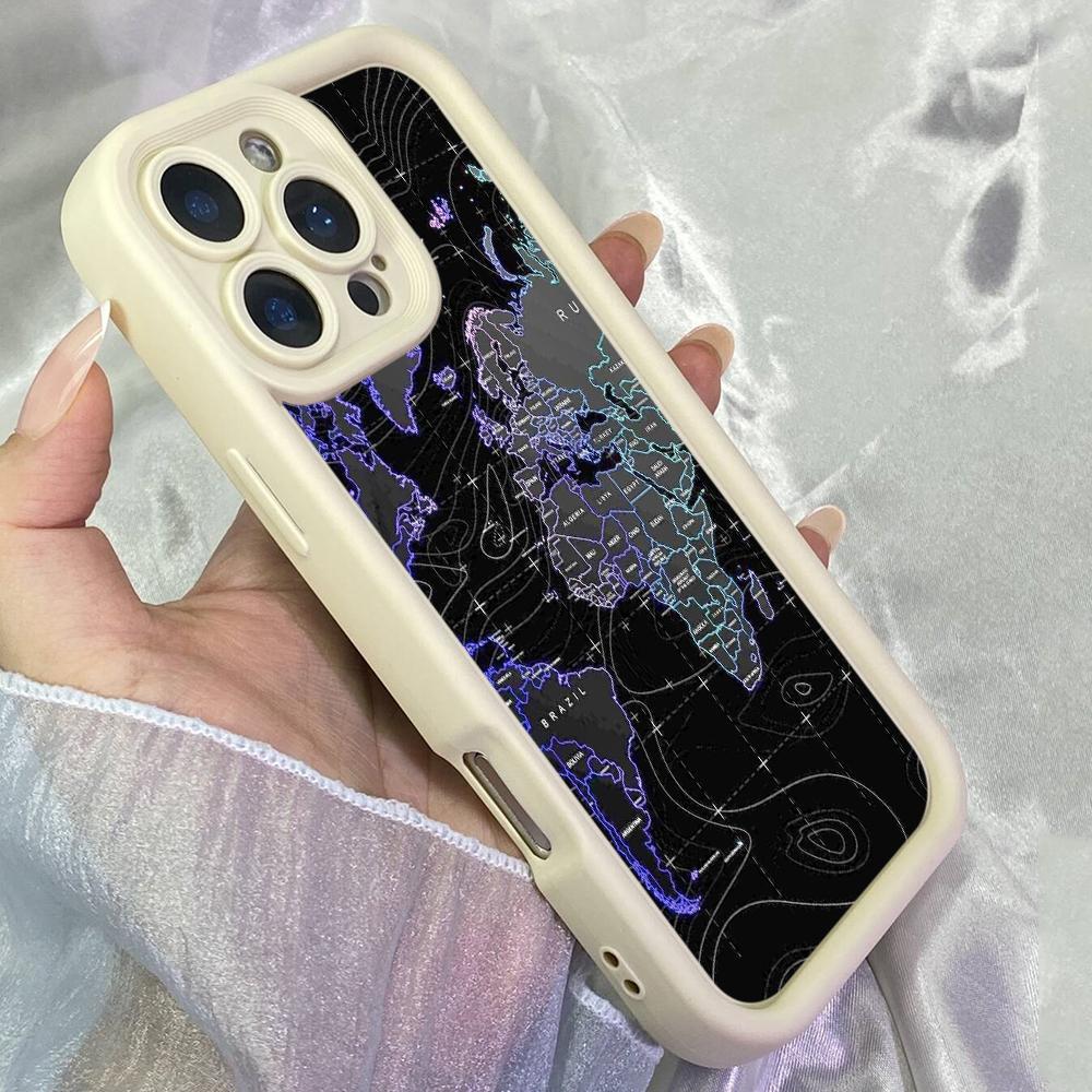 JT10 Aesthetic World Map Phone for for iPhone 17 16 Pro Max Samsung S26 S25 Ultra A17 A26 A07 Xiaomi 15T Redmi Note 14 Pro Plus Soft TPU Case Cover