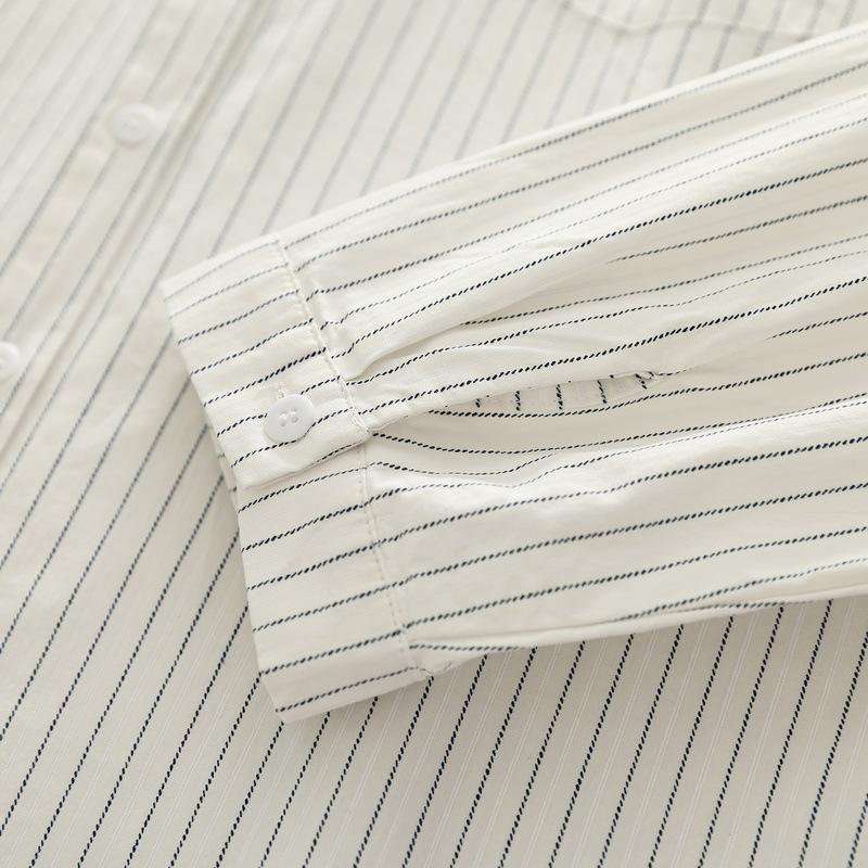 Autumn Women Striped Shirts Long Sleeve Cotton Blouses Turn Down Collar Office Lady Tops Casual Female Clothes
