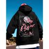 Luna Fiori di Ciliegio Uomo Donna Felpa con Cappuccio Esterno Strada Giappone Harajuku Retro Casual Larga Sport Tendenza Adulto Autunno Inverno Felpa