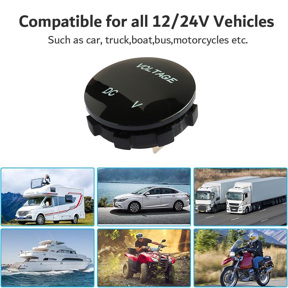 DC 12V-24V Digital Panel Voltmeter Led Display Electric Voltage Meter Volt Tester Waterproof For Car Motorcycle Boat ATV Truck