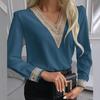 V-neck Chiffon Lace Hollow Loose Western Style Small Shirt Top Women, Autumn New Products Women's Fashion Temperament Long-sleeved Shirt
