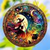2D Flat Halloween Witch Print Art Window Hanging Dream Catcher, Acrylic Round Wreath Decoration, Indoor and Outdoor Porch Home Accessories