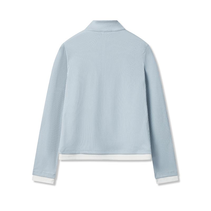 Fila Heritage Simple Casual Skin-Friendly Soft Stretch Long Sleeve Knit T-Shirt Women Tops F11W548204FLB